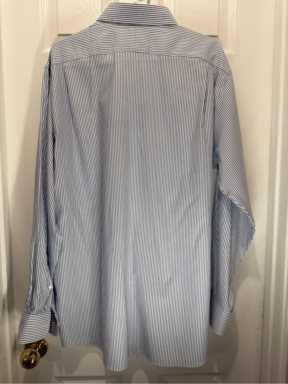 Cremieux Men’s 17/36 Classic Fit Blue White Stripe Supima brrr Stretch Shirt - Picture 5 of 6
